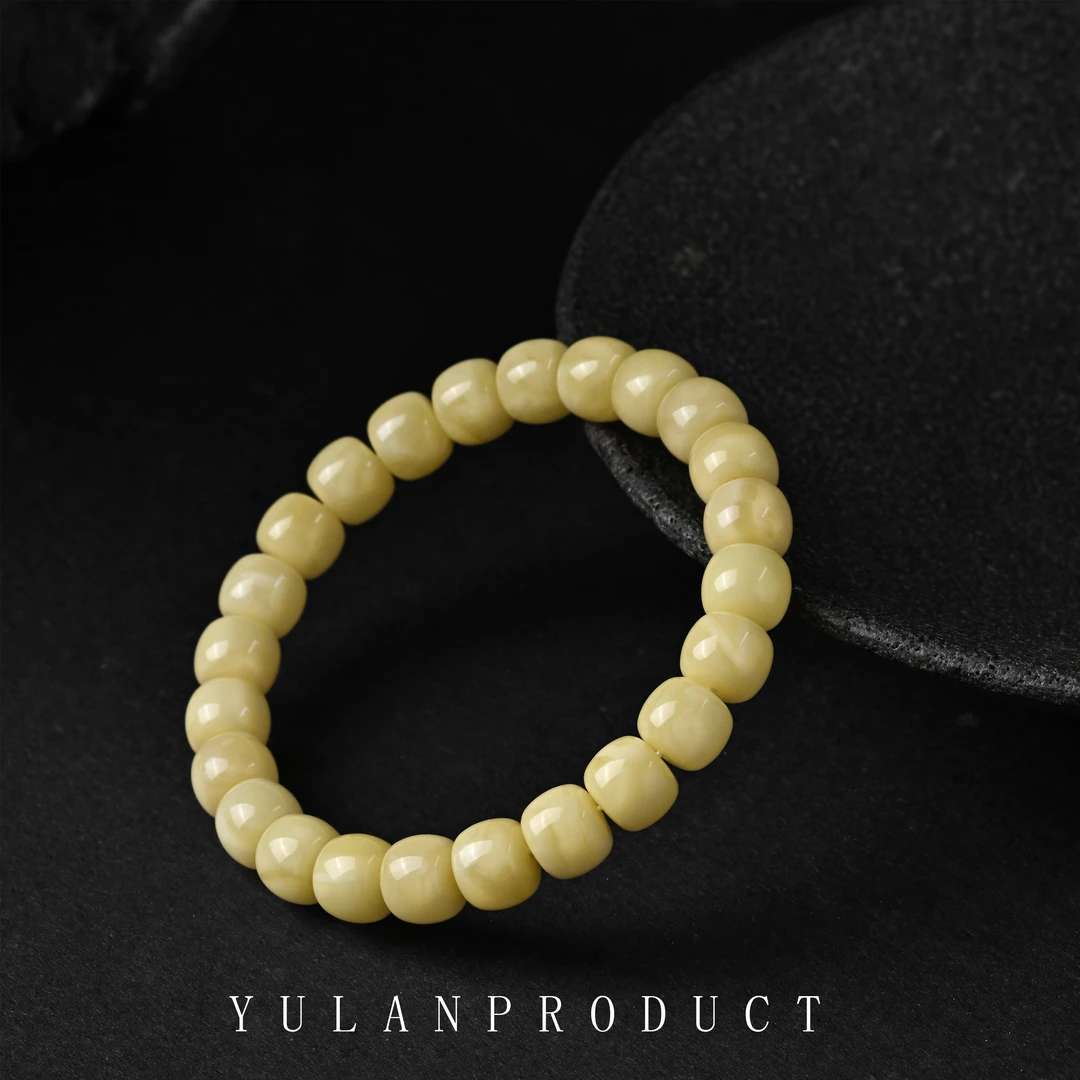 钰澜文玩【文】原矿蜜蜡满浓蜡手串-老型9mm左右
