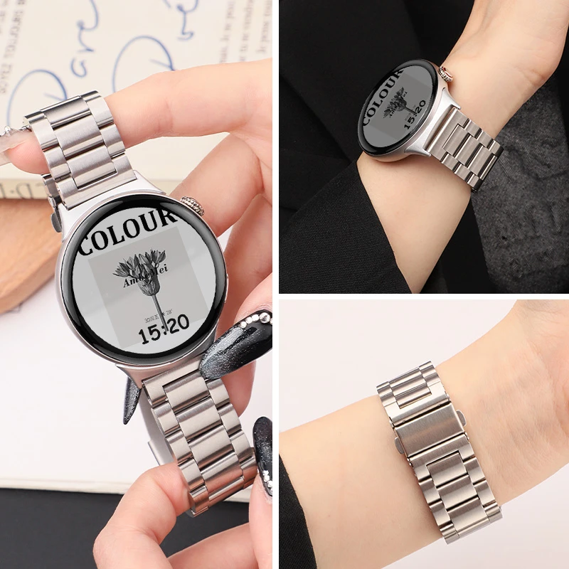 适用vivowatch5表带智能手表iqoowatch5腕带三珠钢金属商务男女款