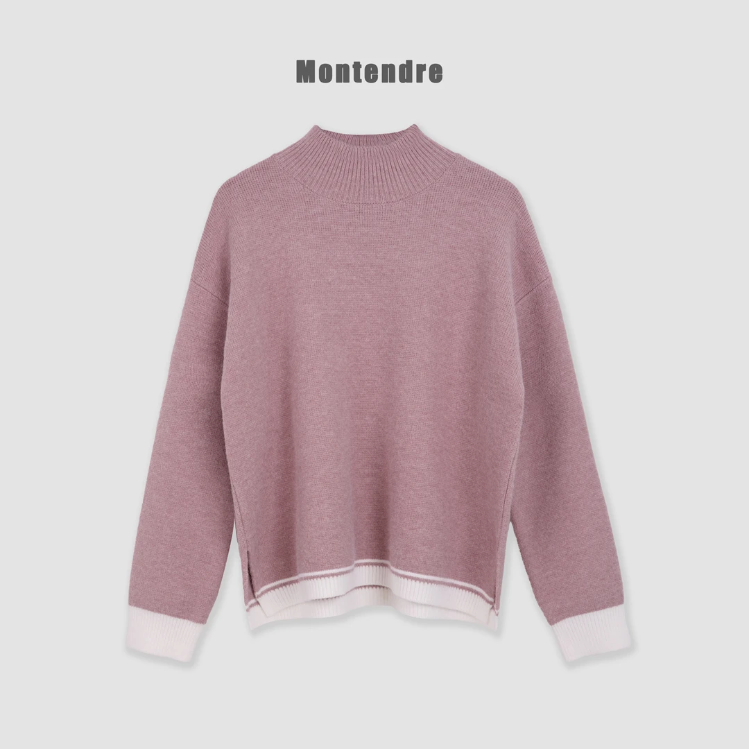 【Montendre】秋冬新款 R 百搭显瘦针织衫圆领时尚休闲长袖纯色上衣