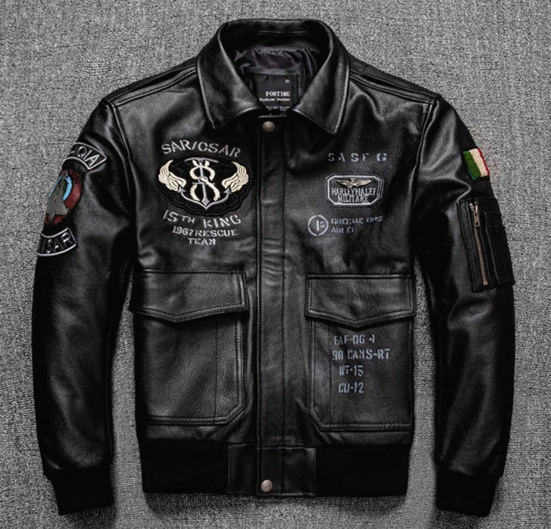 字母春季色块直下摆免烫短款皮衣青年潮流做旧复古真皮皮衣