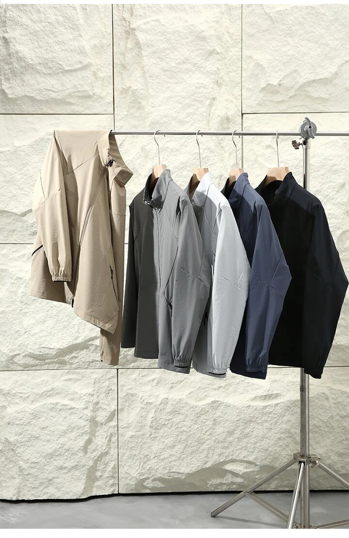 春夏UPF50＋男士户外运动休闲纯色轻薄防晒夹克立领外套