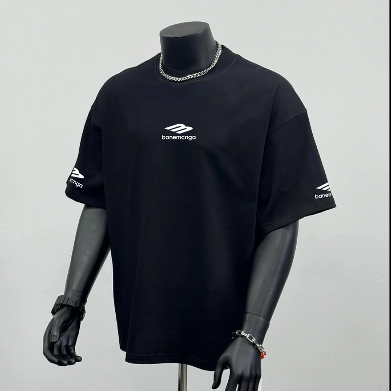 奥特莱斯~剪标清仓大码2~300斤纯棉2025新款潮牌宽男短袖印花T恤