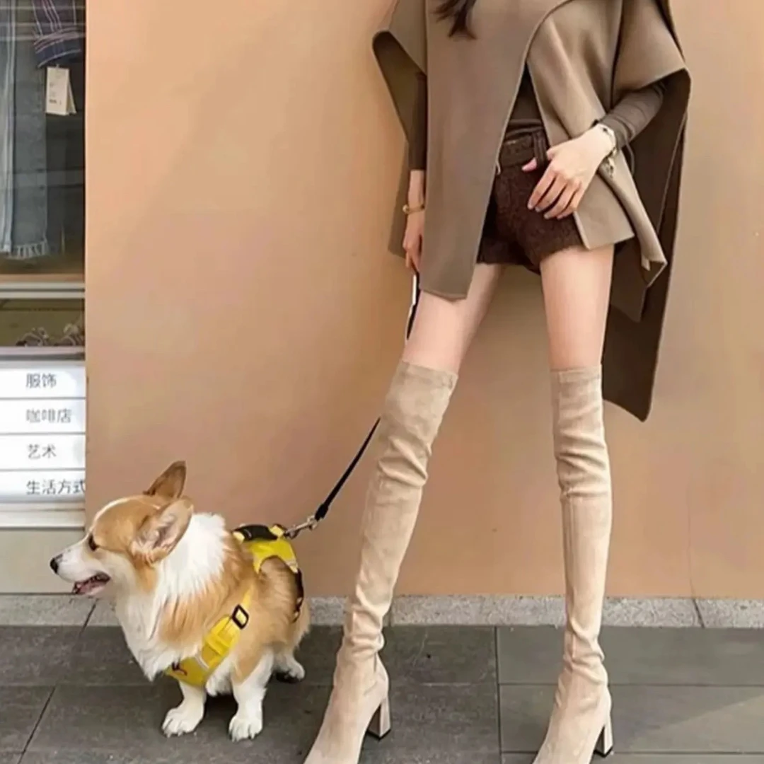 【coco精选】冬季公主风街头风网红长筒过膝套筒靴