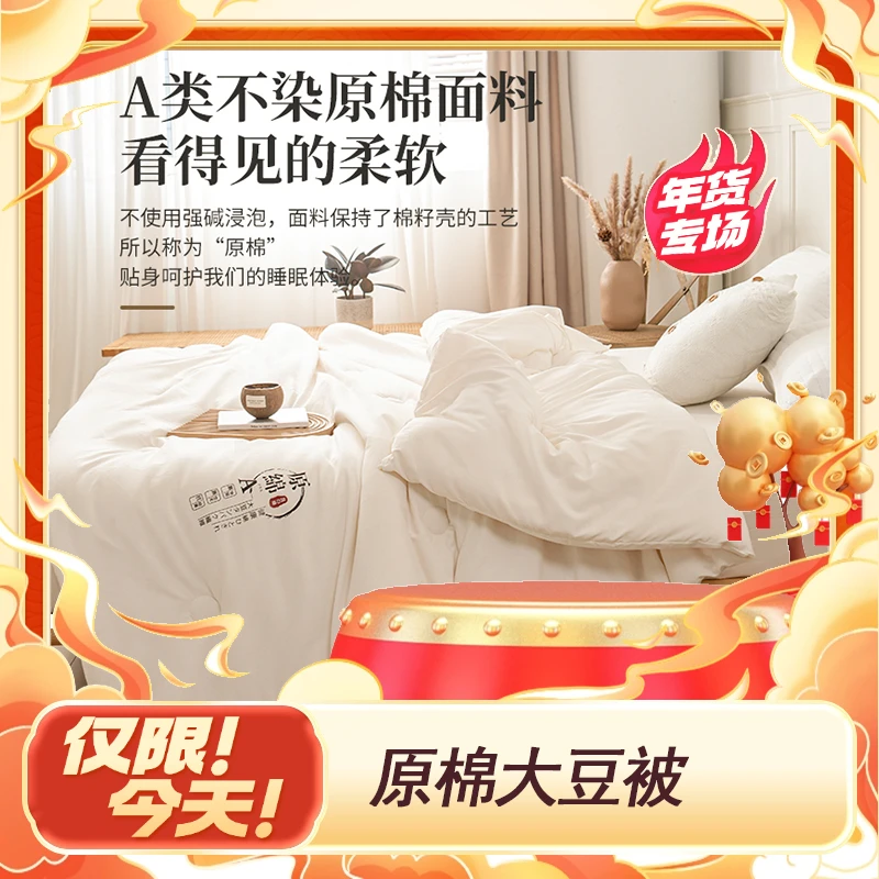 冬季加厚保暖定点衔缝原棉大豆被冬被