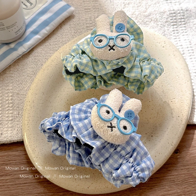 可爱米菲兔格纹发夹女2025新款高端后脑勺鲨鱼夹子高级感发卡头饰