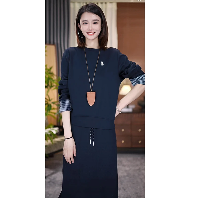 品牌正品POLUENOCH/保罗伊诺克-马蹄袖圆领长袖套裙早秋套装25-61