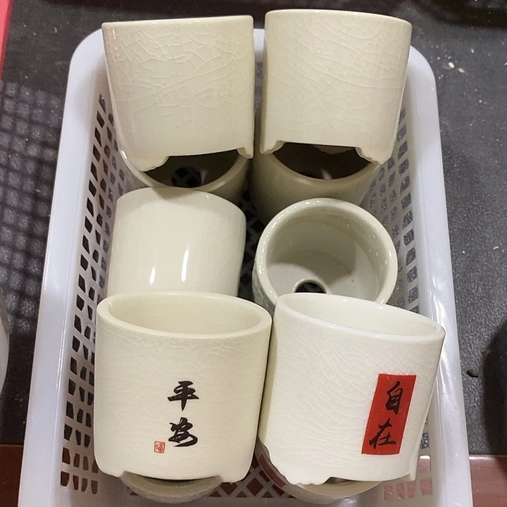 菜***菜摆件陶陶盆有孔 窑裂修补 介意勿拍