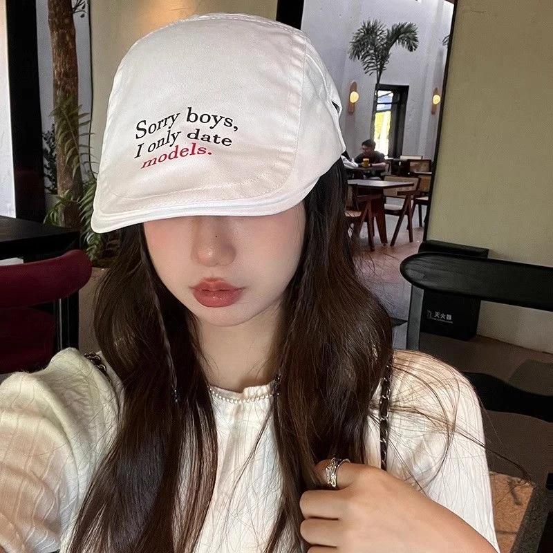 街头夏季贝雷帽春季字母复古帽子ins百搭太阳帽情侣春夏遮阳帽
