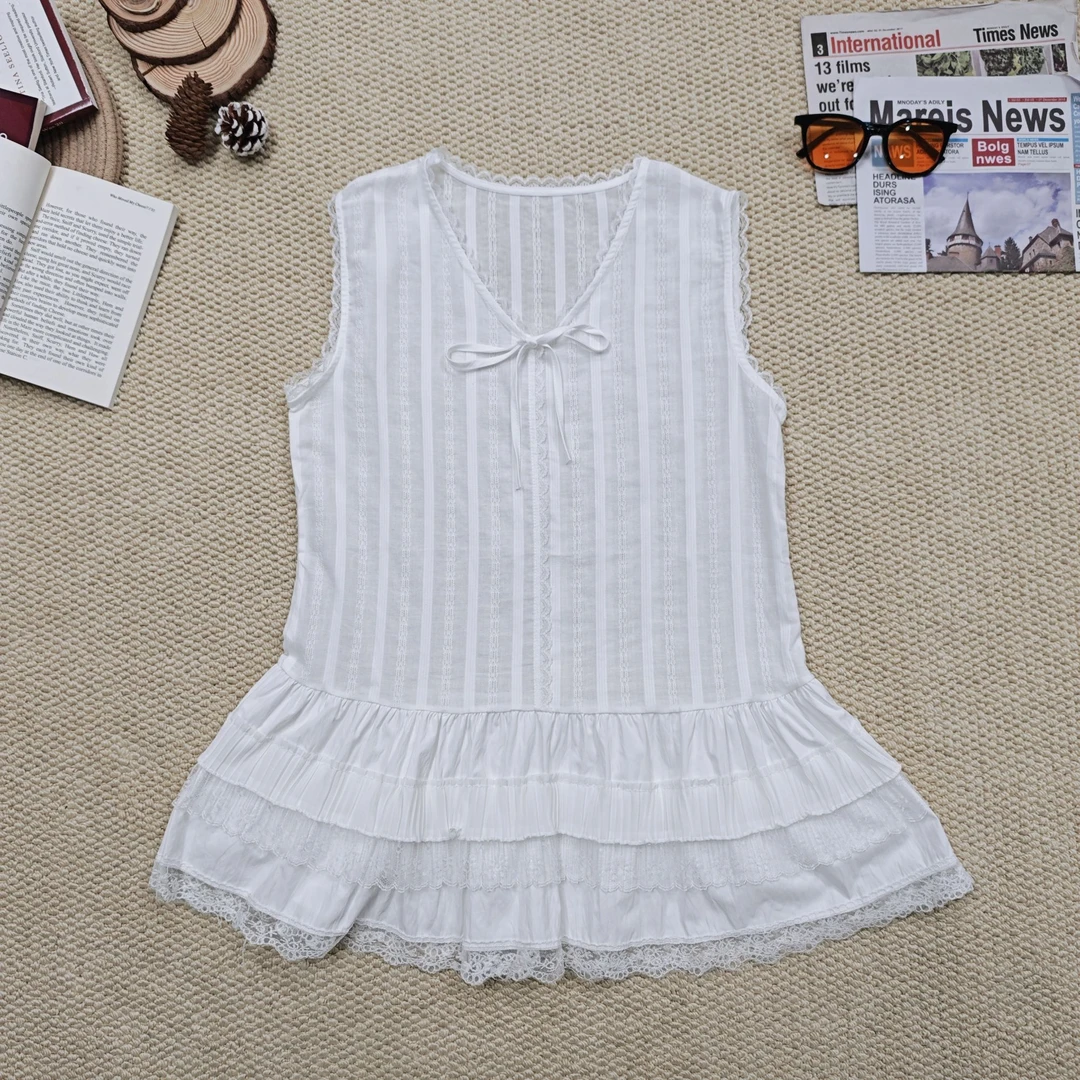 2025夏季新款韩版百搭纯色蕾丝提花背心裙0947
