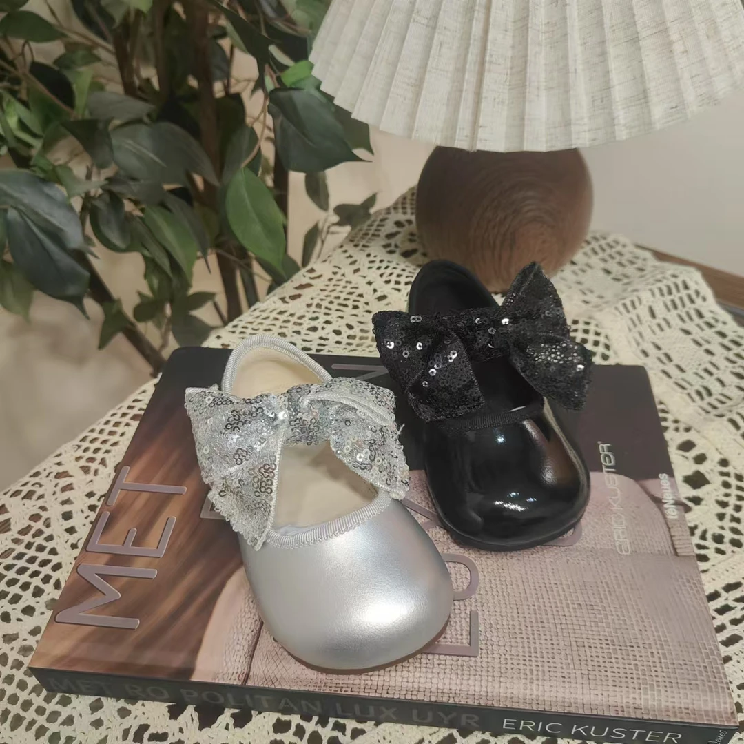 亮片蝴蝶结公主博肯单鞋2025新款春季公主鞋软底女童单鞋5AGAS125