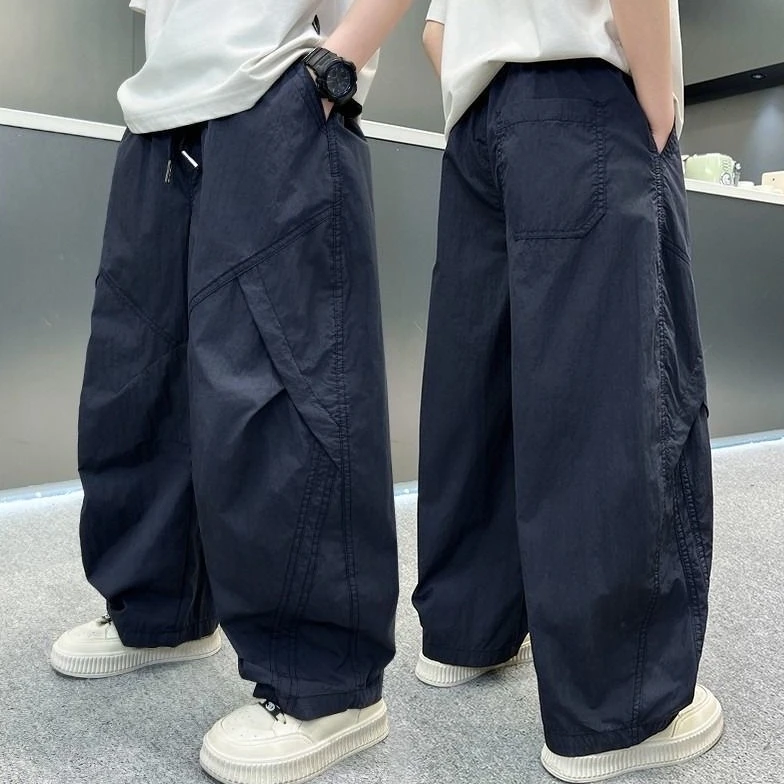 男童裤子秋季薄款直筒裤2025新款中大童透气休闲裤男孩百搭防蚊裤