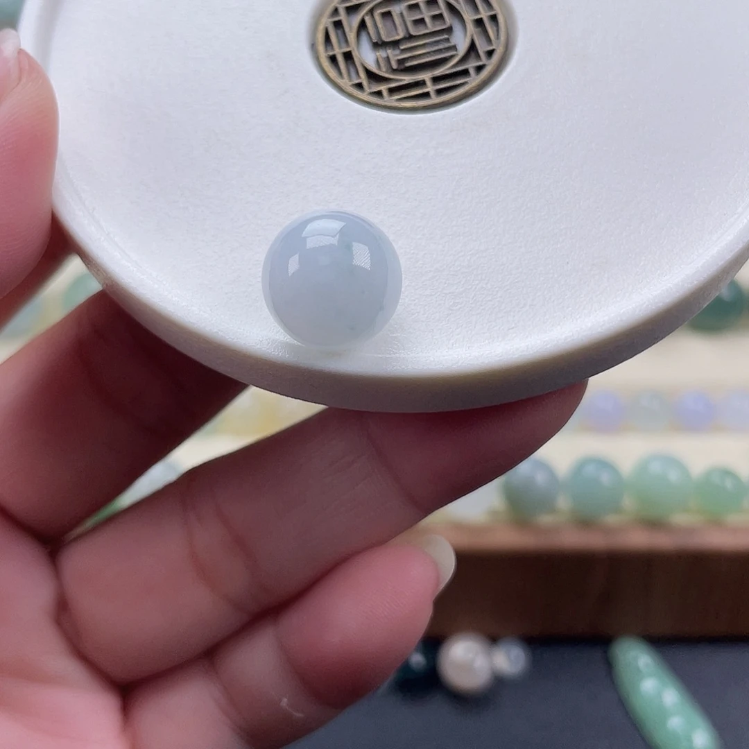 翡翠散珠天然翡翠a货白冰飘花卡11.8