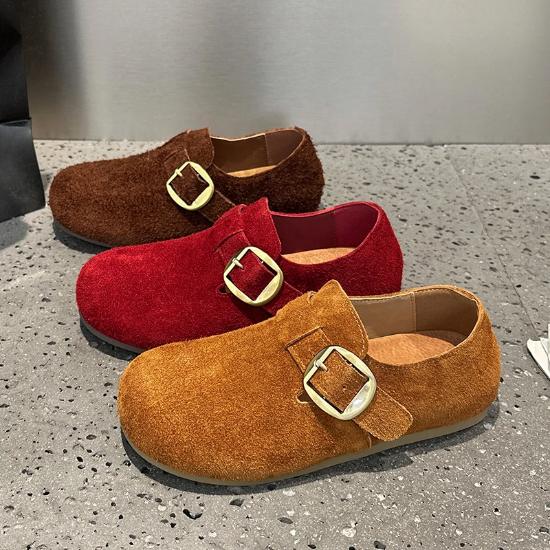 勃肯鞋女2025秋季新款百搭软底休闲平底圆头复古一脚蹬懒人单鞋