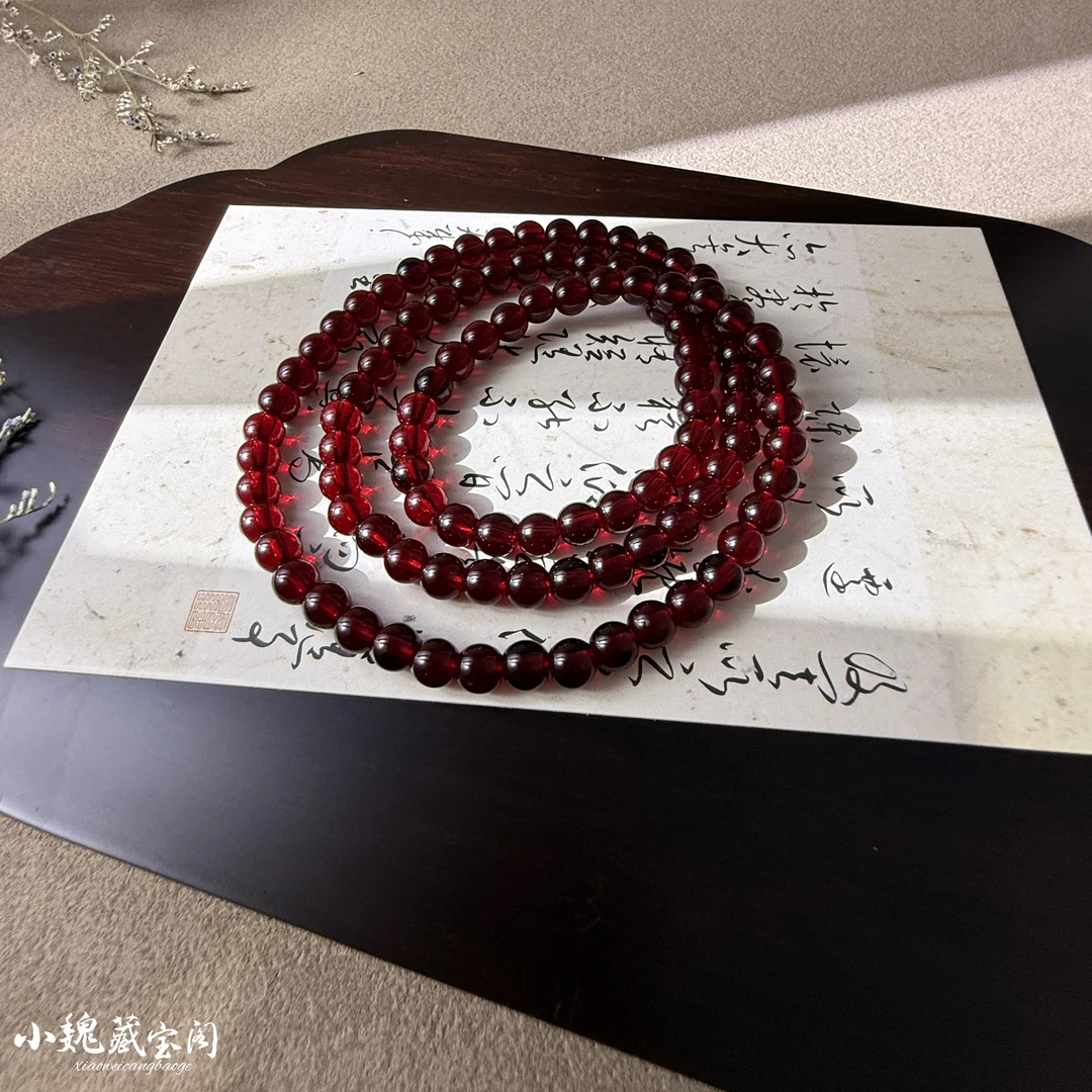 【藏宝阁】天然石榴石三圈手链约6mm SL00003（多样性发其一）