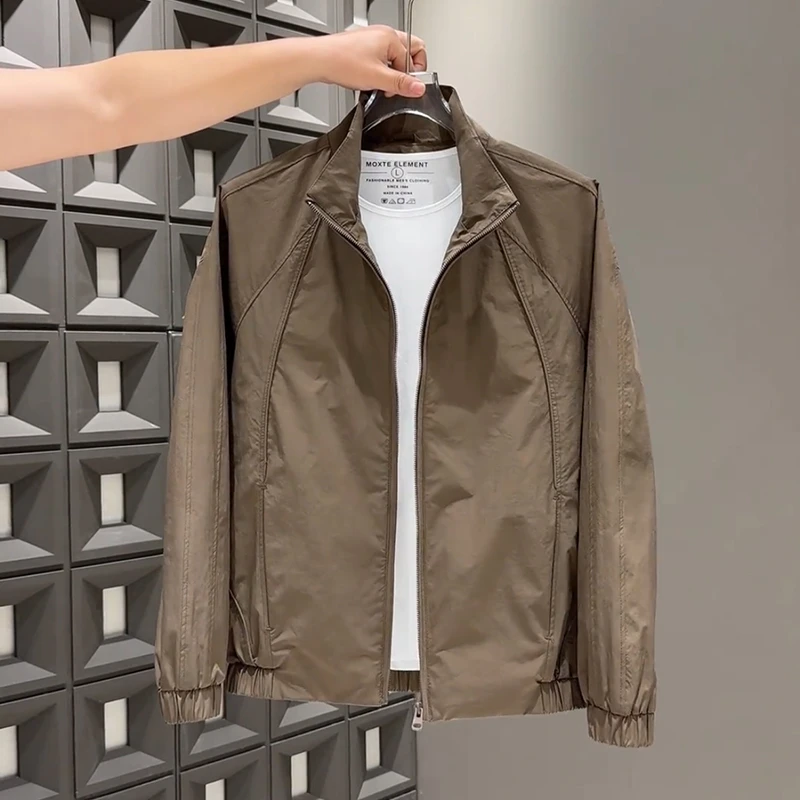 美式工装立领夹克男士2025春秋薄款简约休闲潮牌时尚高级感外套男