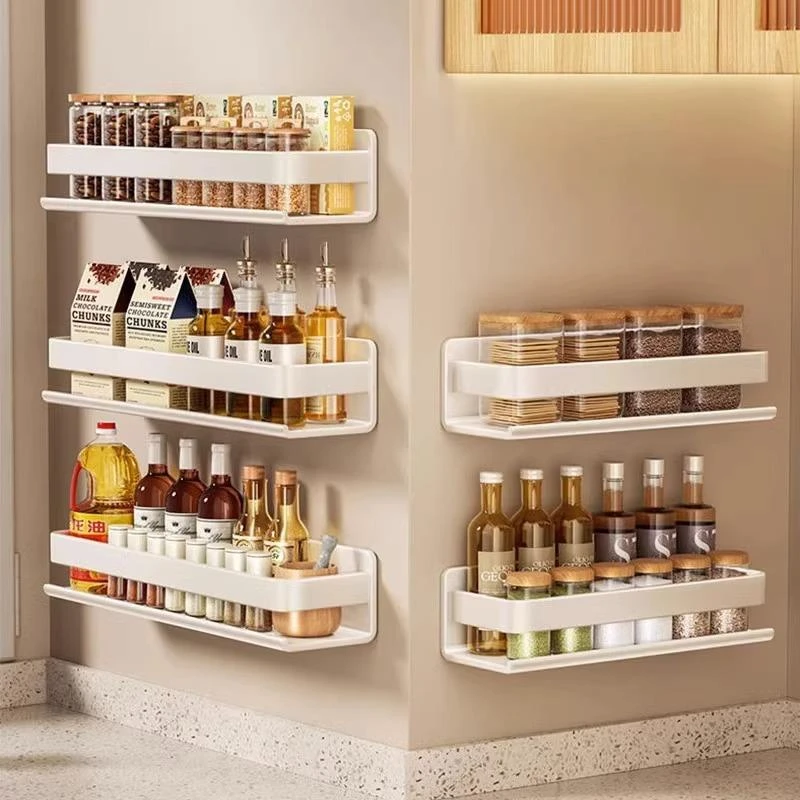 白色厨房置物架免打孔壁挂调料架调味料墙上调味品挂架家用收纳架