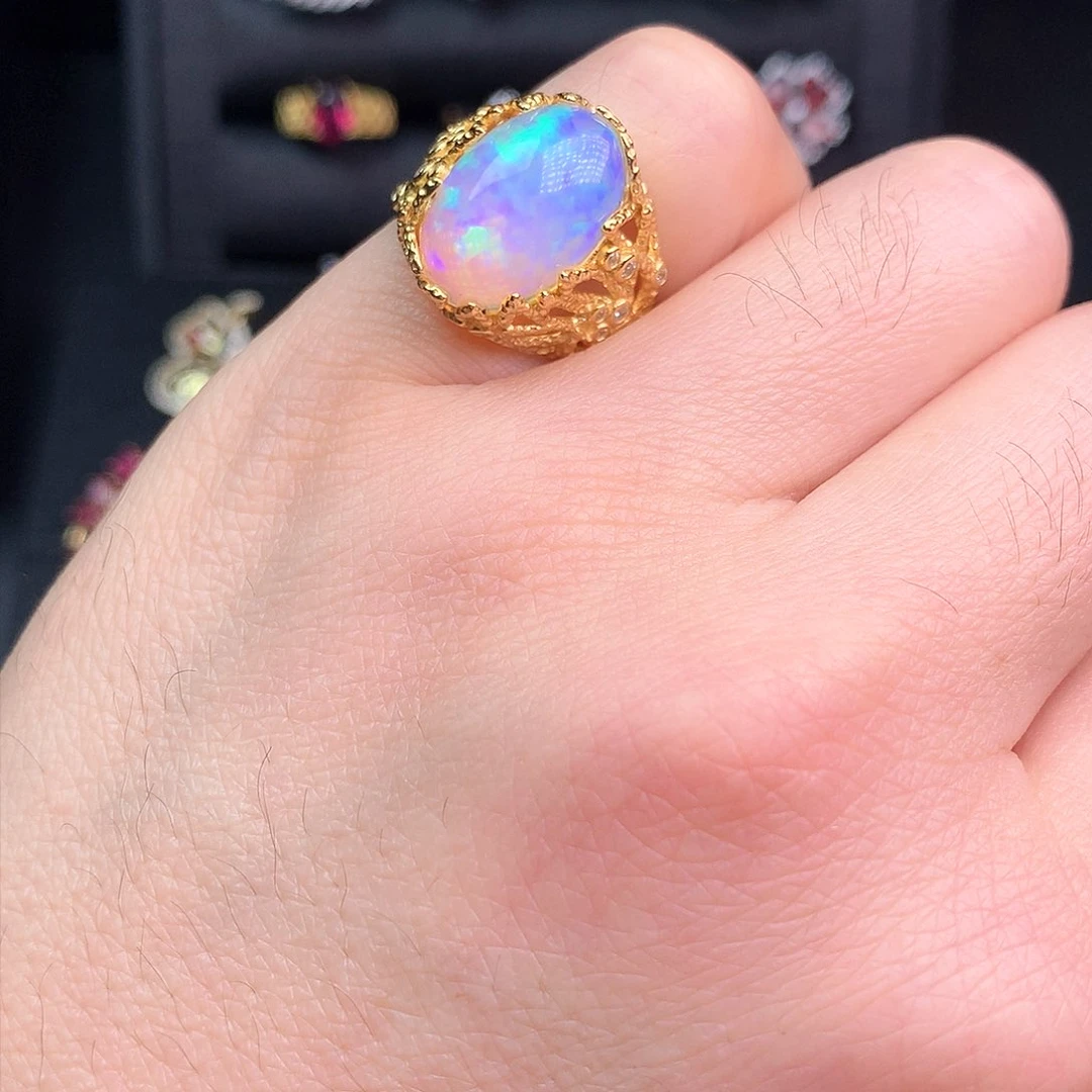 欧泊戒指银S925镶嵌戒指