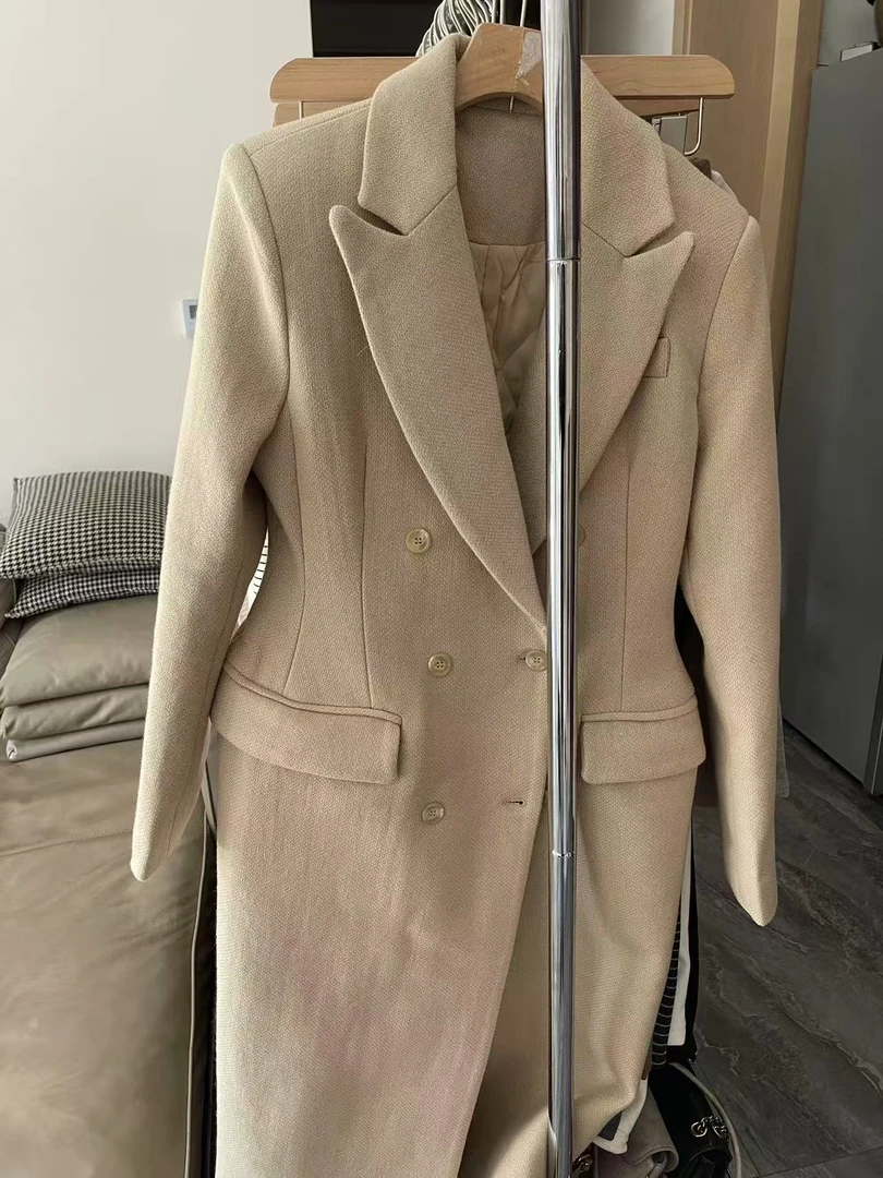 2025款大衣加棉呢子大衣修身版大衣掐腰款大衣加棉加厚大衣女