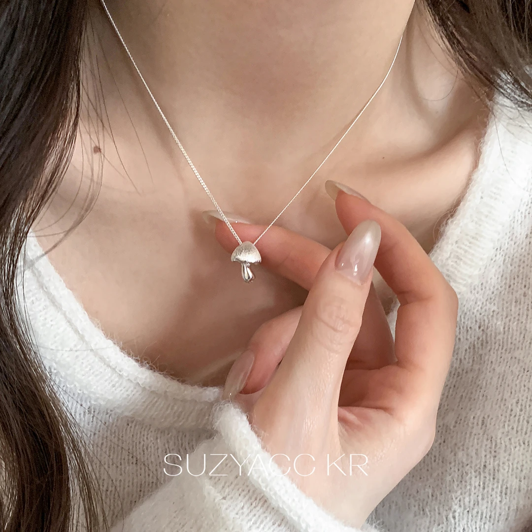 Suzyacc Kr 坠链均925银 925银小蘑菇项链气质迷你可爱DX0314