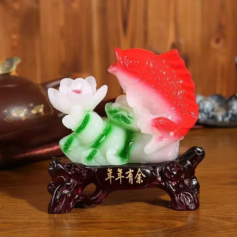 创意家居年年有鱼树脂工艺品办公室桌面摆件开业家具装饰礼品礼物