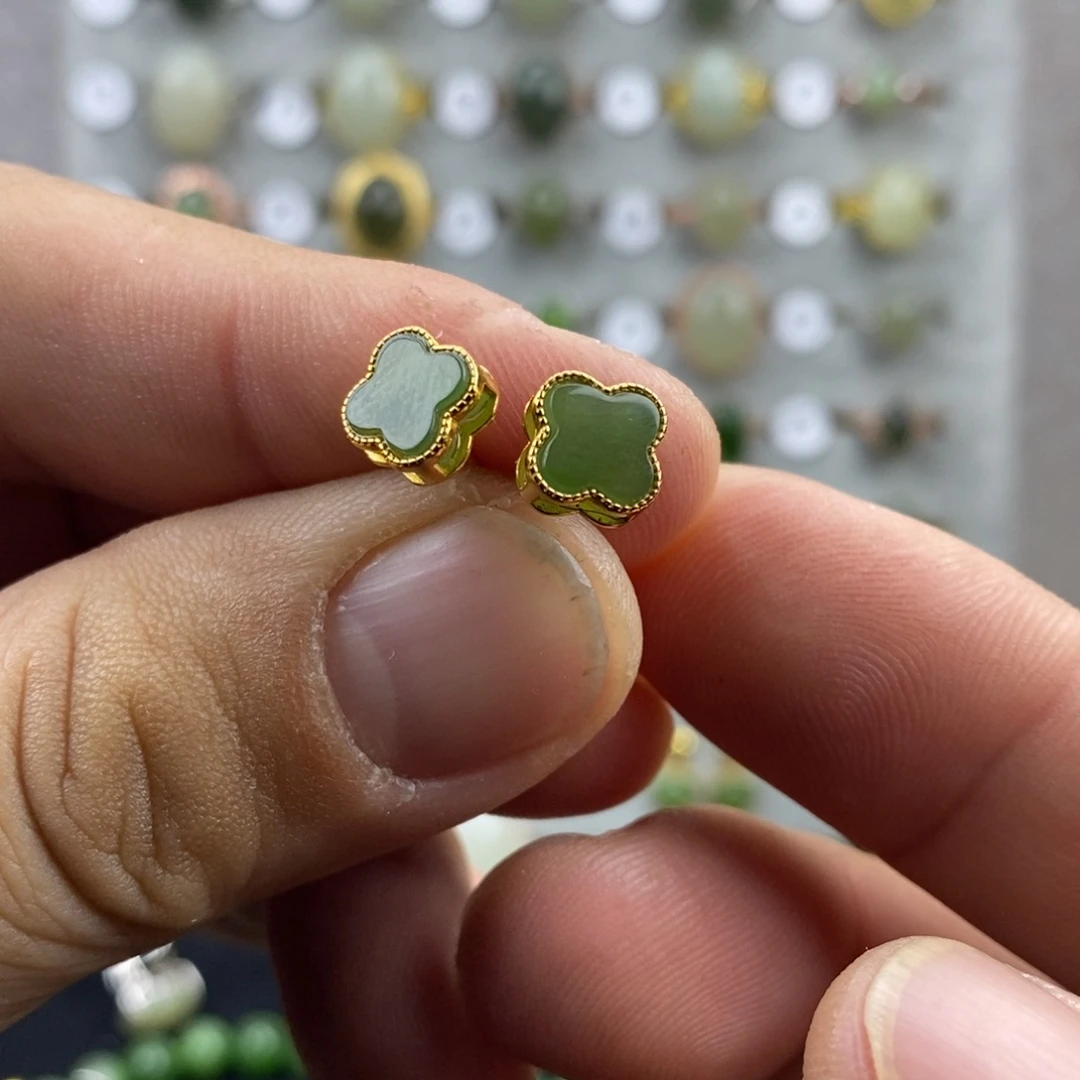 和田玉（碧玉）银S925镀金镶嵌戒指