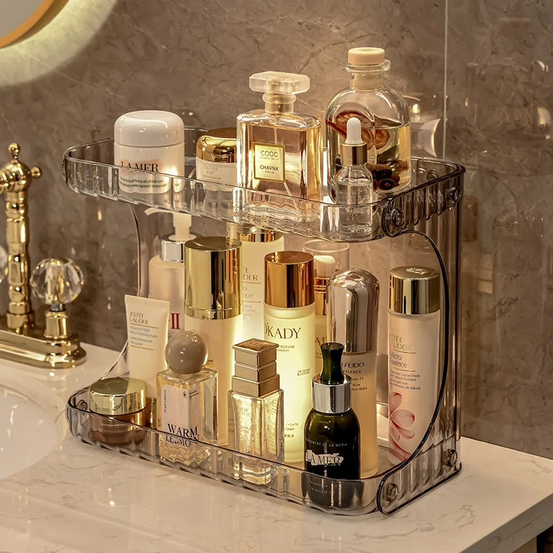 轻奢化妆品收纳盒桌面梳妆台护肤品置物架子透明卫生间浴室整理盒