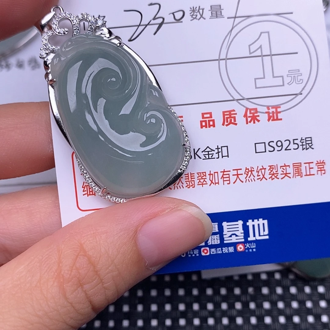 一***好翡翠银S925镶嵌颈饰