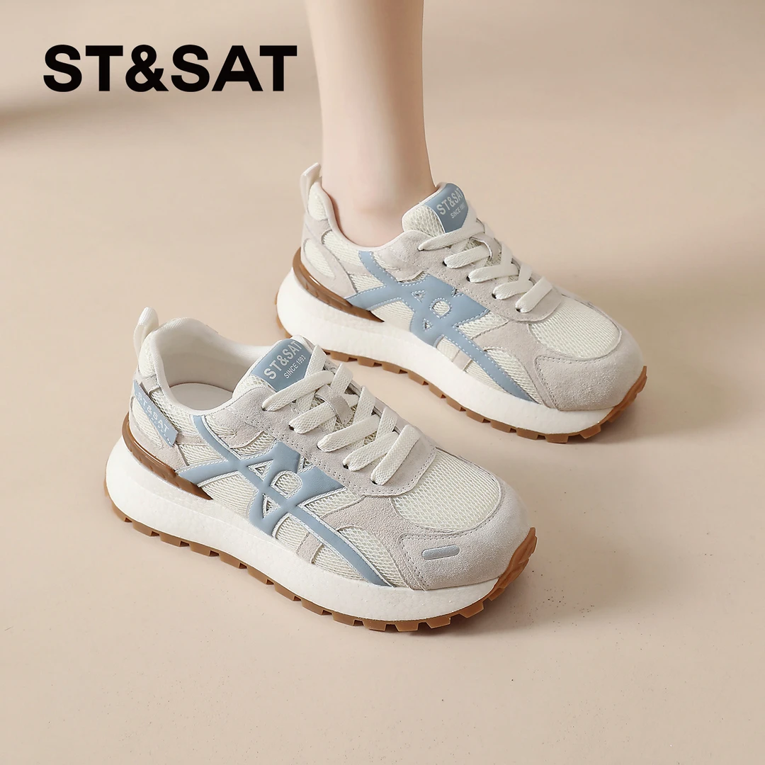 星期六不累脚德训鞋女士2025秋季爆款运动鞋拼色休闲鞋小众老爹鞋