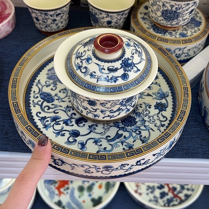 陶景德陶瓷盖碗茶具