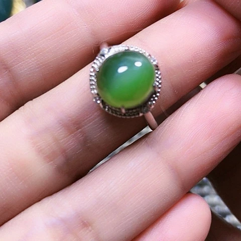 和田玉银S925镶嵌戒指