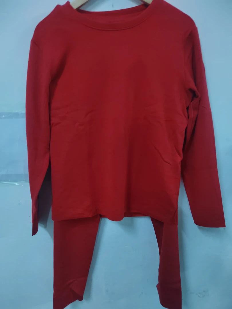 大红色男士保暖内衣套装纯色设计秋冬舒适抗寒本命年喜庆款