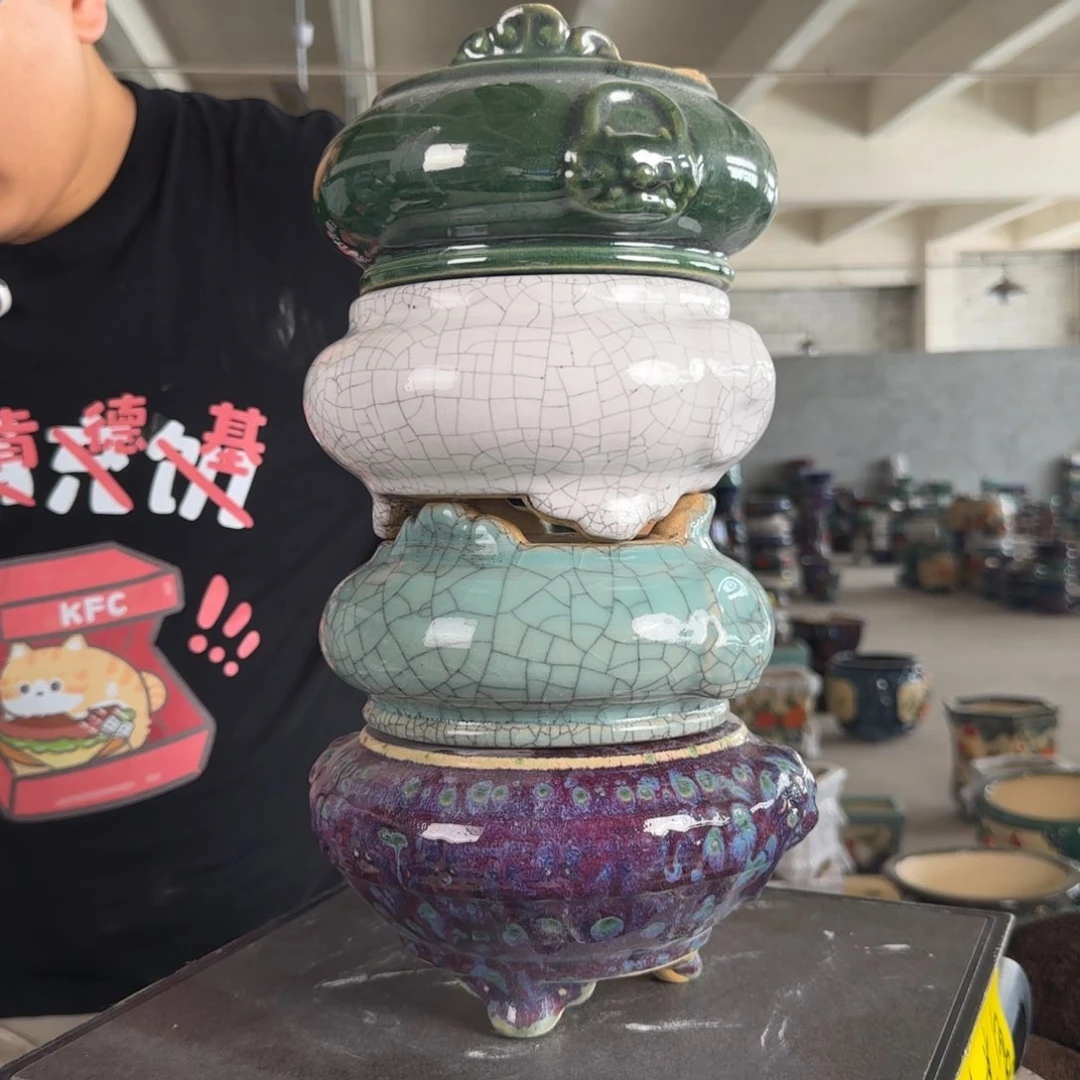 。一风堂石湾花盆 瑕疵 内10*6