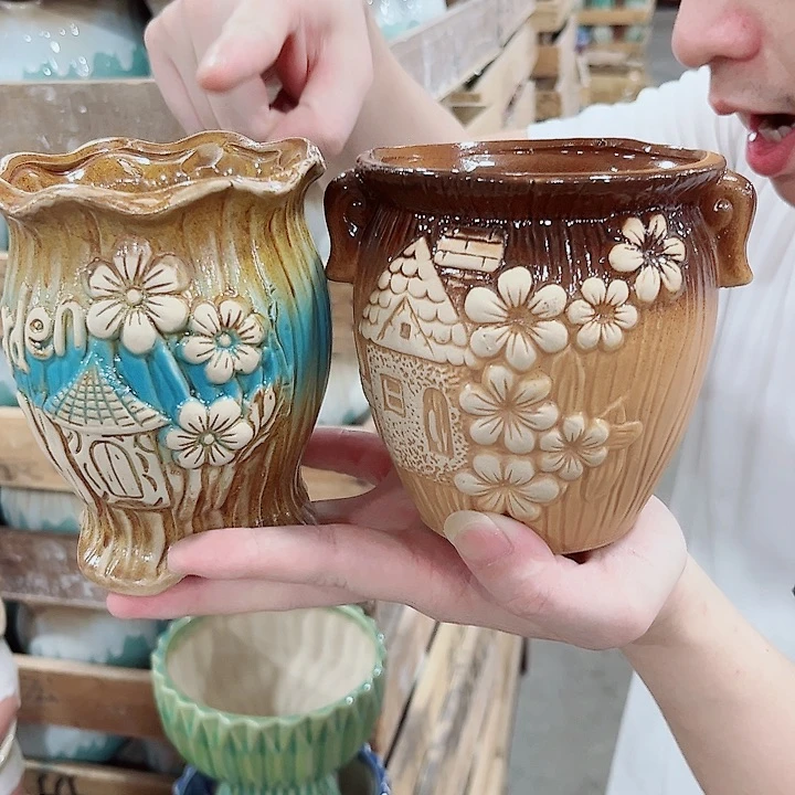 有孔.凑单10元陶瓷花盆发货！