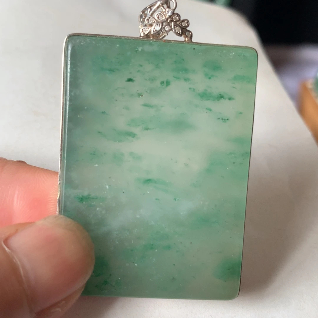 石英质玉银S925镶嵌吊坠(赠链)