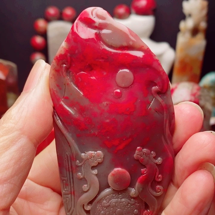 昌化鸡血石鸡血石接件