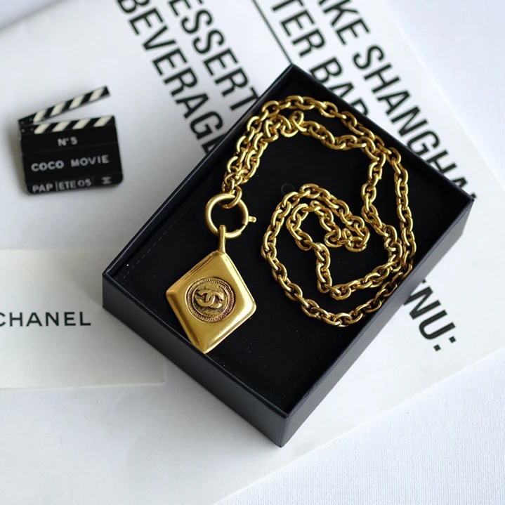 95新 Chanel/香奈儿 泡泡中古Chanel金色菱形项链