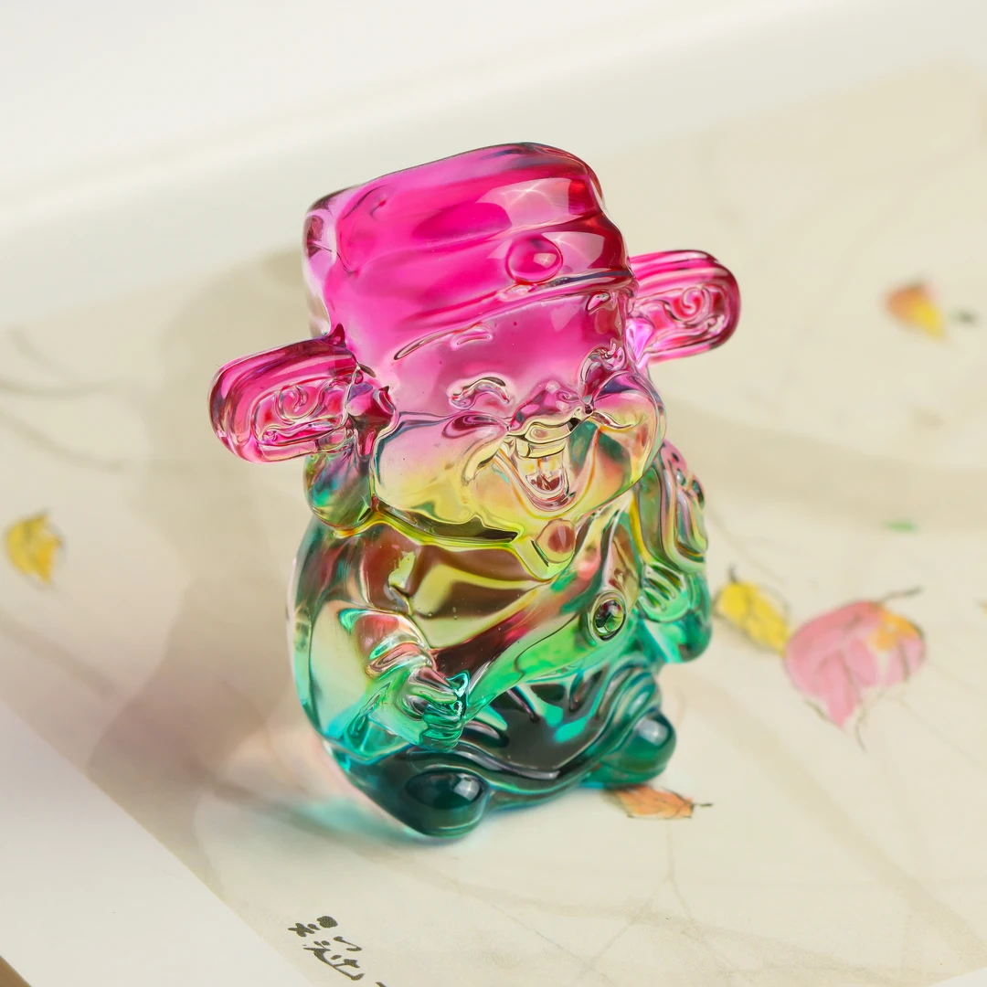 七彩琉璃水晶禄星财神摆件