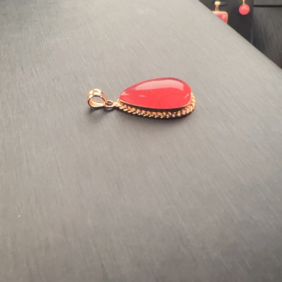 菱锰矿（红纹石）银S925镶嵌吊坠(不含链)