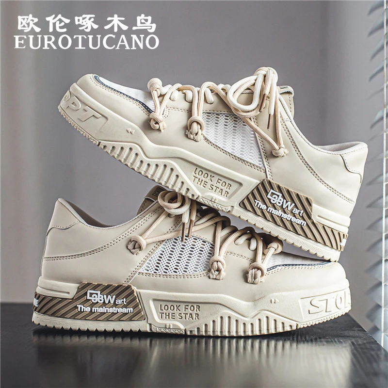 欧伦啄木鸟EUROTUCANO男鞋透气运动网面鞋子男款潮流百搭休闲板鞋