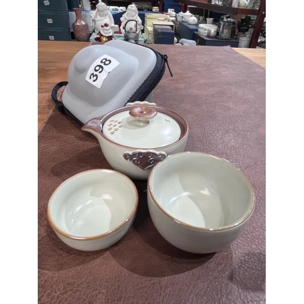 398象牙黄一壶二杯旅行茶具