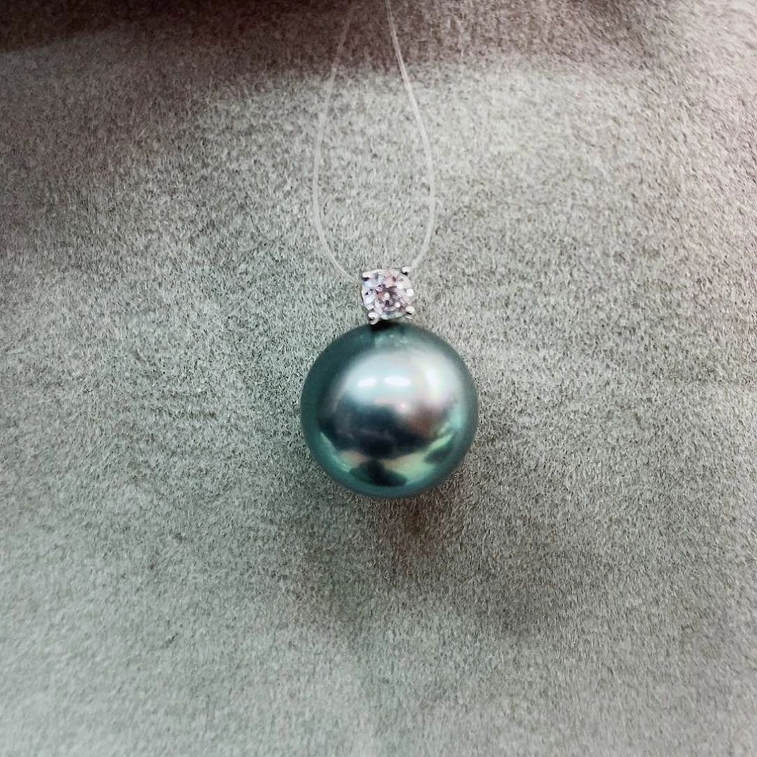 吊坠(不含链)银S925镶嵌海水珍珠11-12