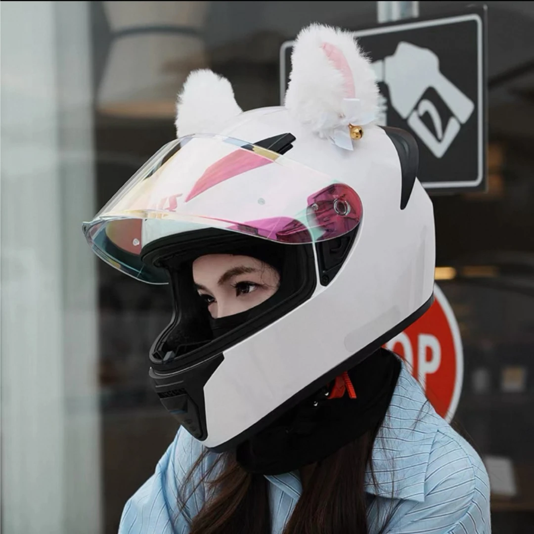 艾狮3C认证摩托车男女头盔高颜值全盔四季可爱机车蓝牙新国标A1类