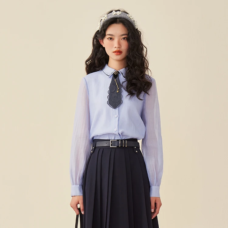 【银泰百货OH】pit 秋装优雅复古精致绣花气质衬衫108A330417