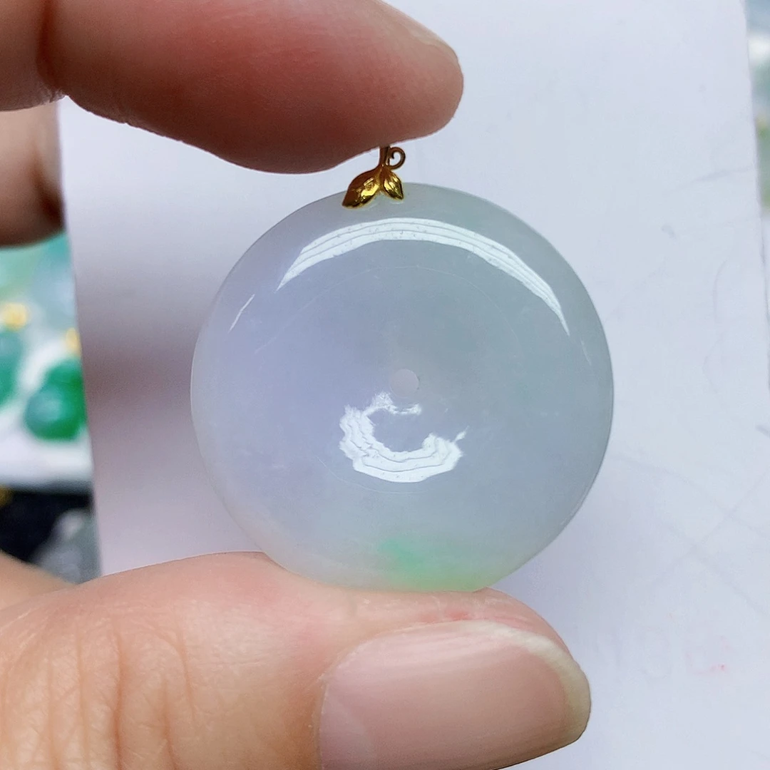 翡翠18K金镶嵌颈饰36789