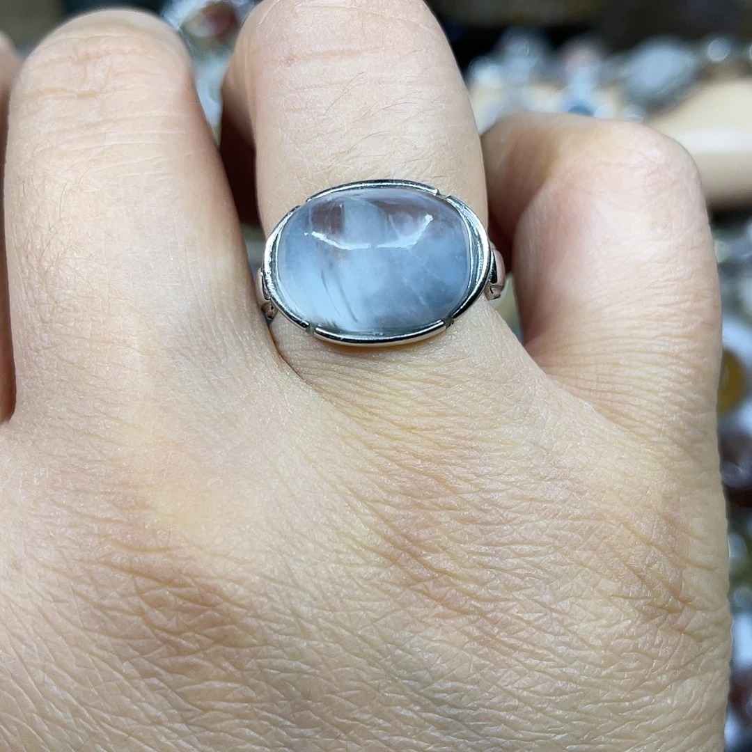 【闪购商品】银S925镶嵌珠宝半成品水晶戒指