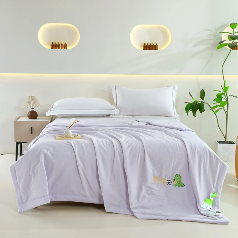 恐龙宝贝儿童夏凉被 柔软亲肤机洗水洗纯色空调被 小绣花薄夏被