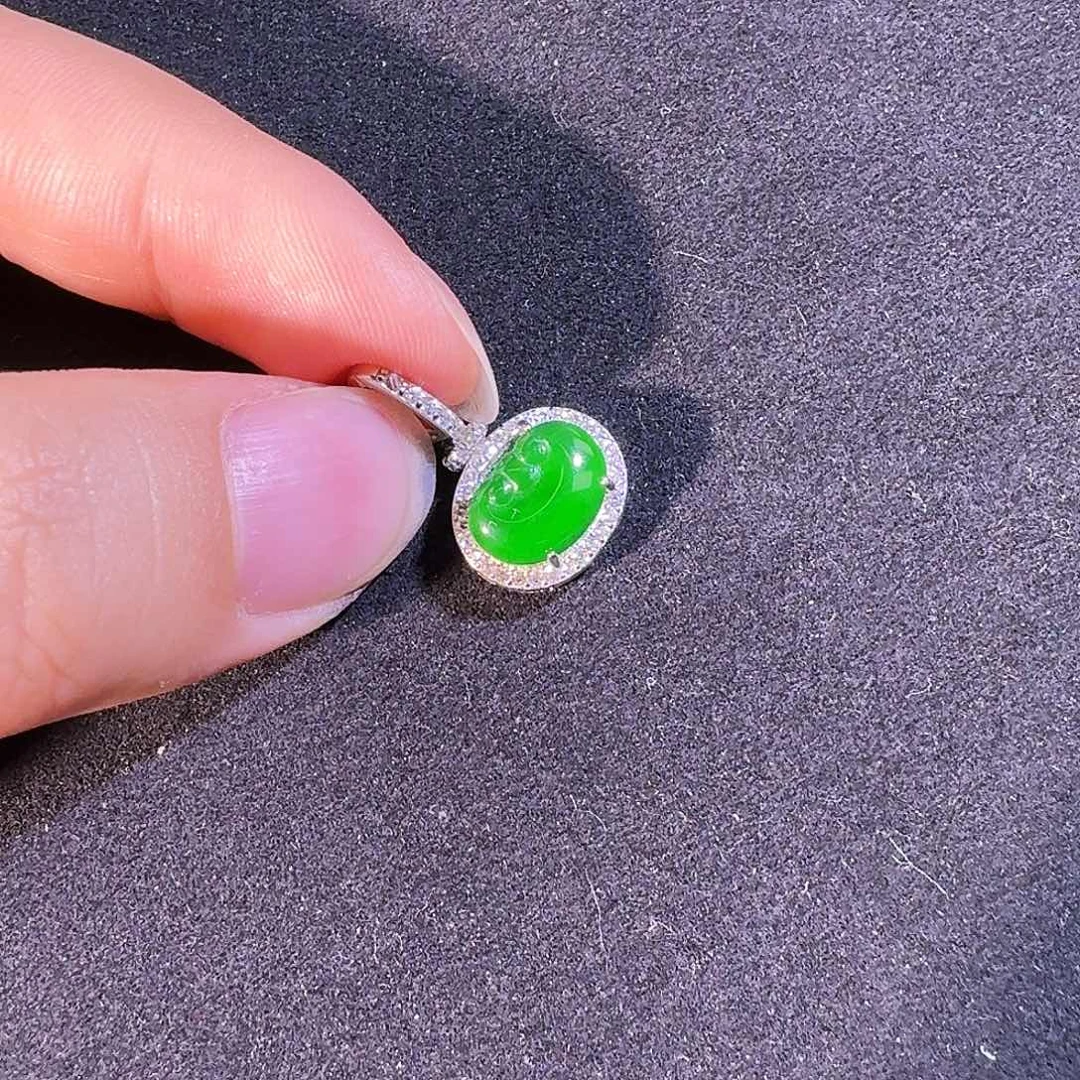 翡翠银S925镶嵌吊坠(不含链)如意