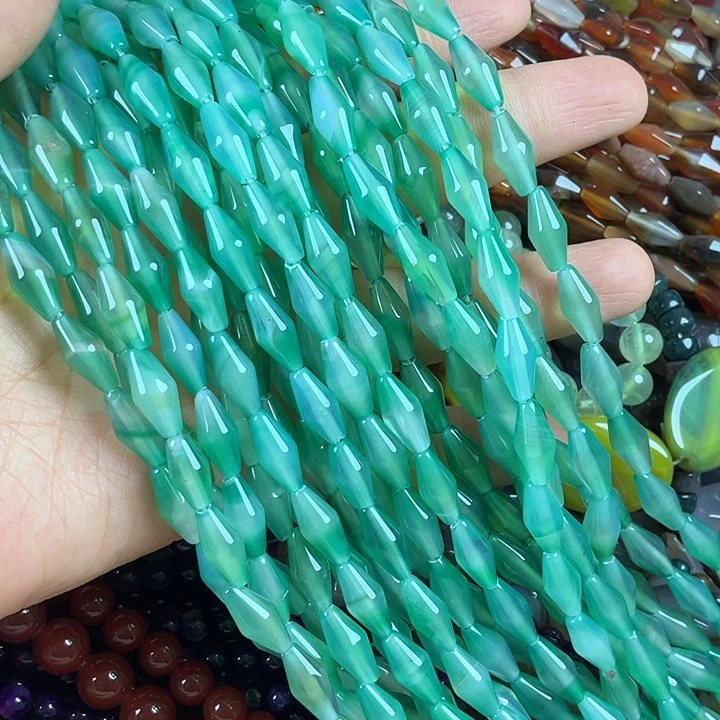 查罗石散珠合金卡6*13米珠一条绿色