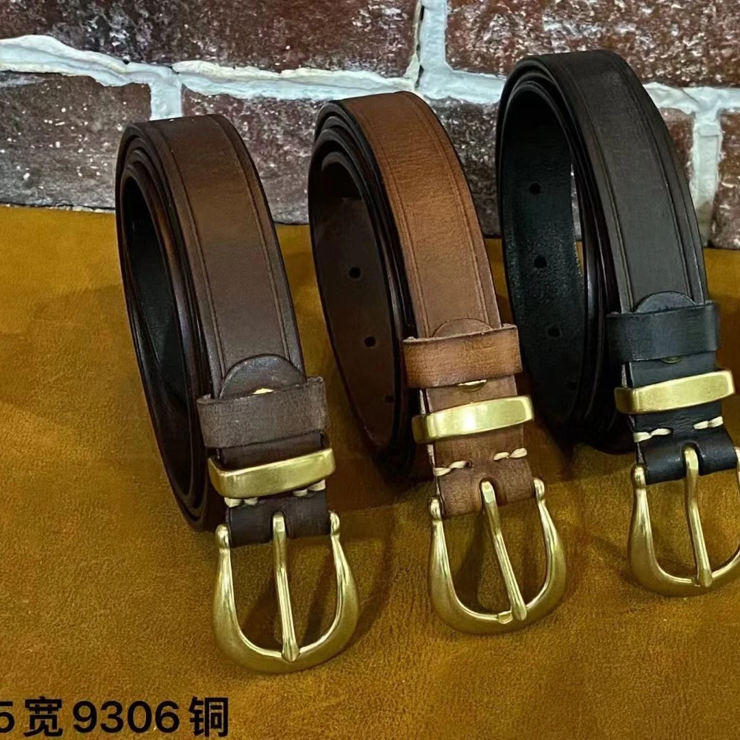 马蹄铜扣铜女士2.5宽9306#头层真牛皮百搭时尚复古休闲牛仔裤腰带