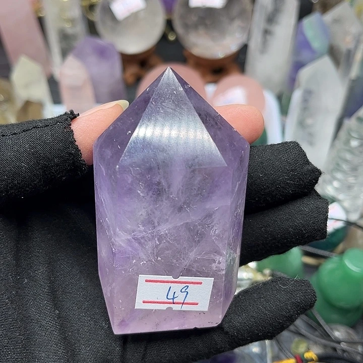 水晶珠宝半成品未镶嵌173克紫水晶柱